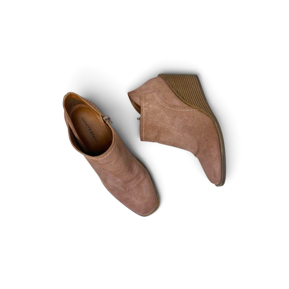 LUCKY BRAND Suede Macawi Ankle Boot Side‎ Zip Size 7.5